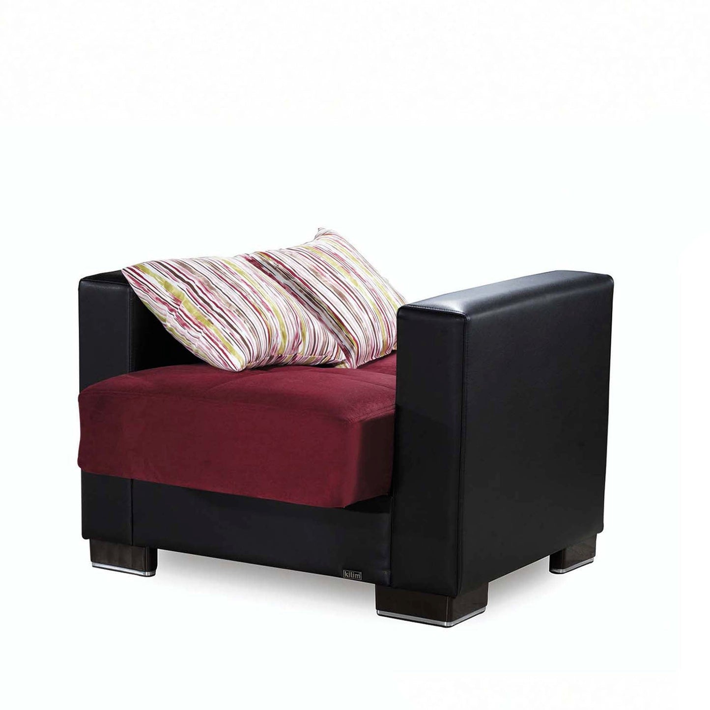 Armada Upholstered Convertible Armchair with Storage Burgundy/Black-PU Microfiber