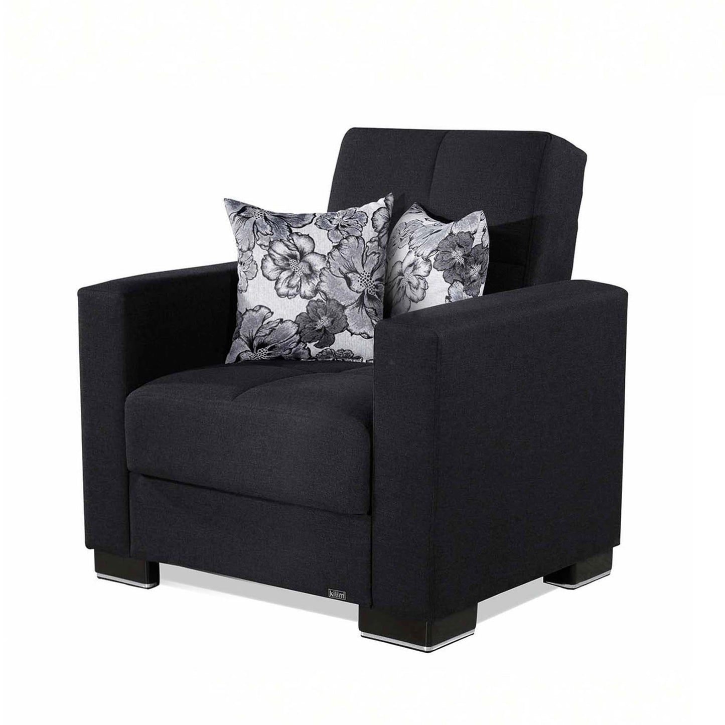 Armada Upholstered Convertible Armchair with Storage Dark Blue Polyester