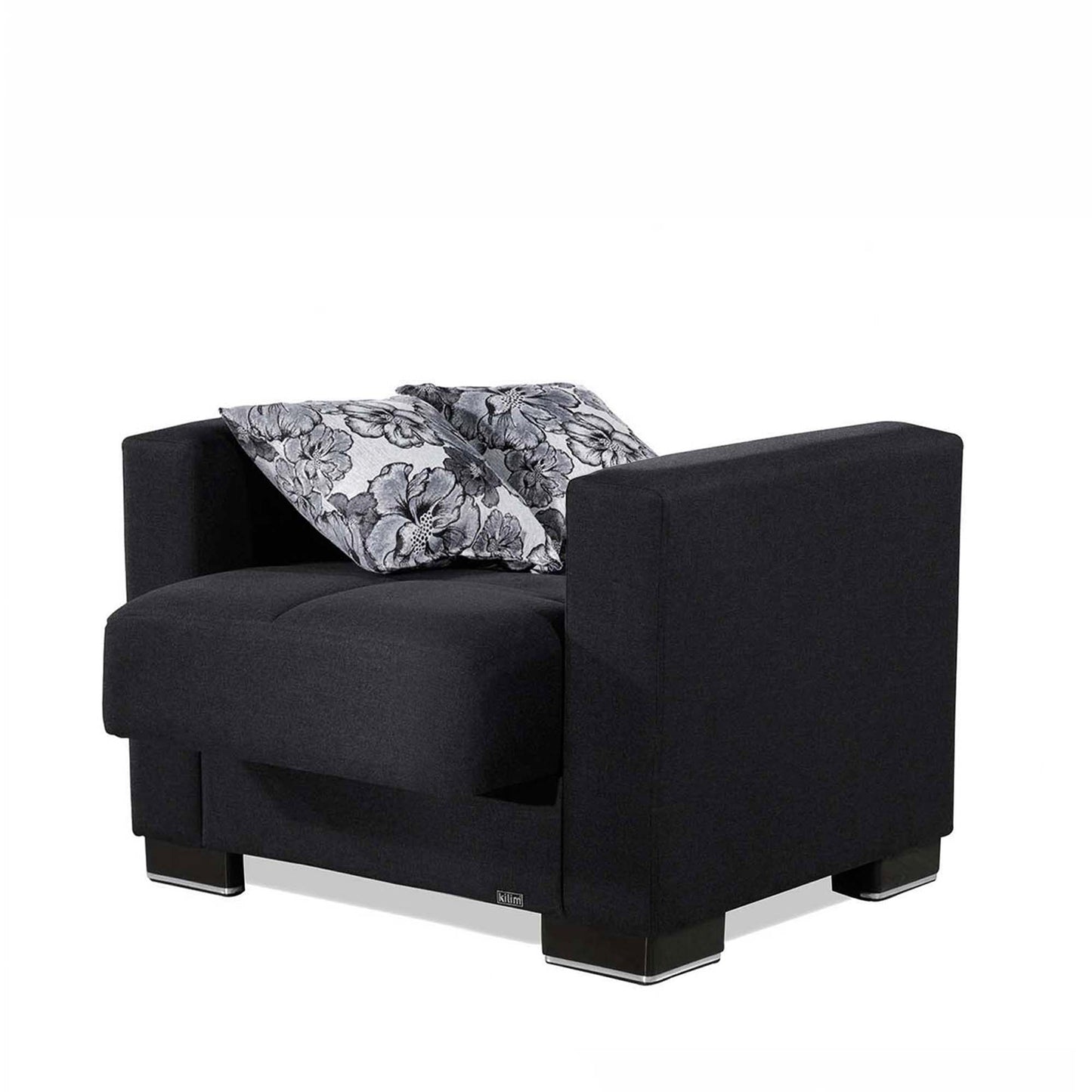 Armada Upholstered Convertible Armchair with Storage Dark Blue Polyester