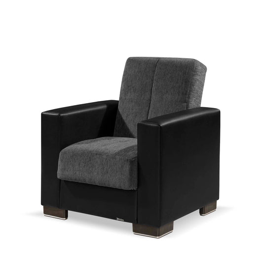 Armada Upholstered Convertible Armchair with Storage Grey/Black-PU Chenille