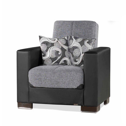 Armada Upholstered Convertible Armchair with Storage Grey/Black-PU Polyester