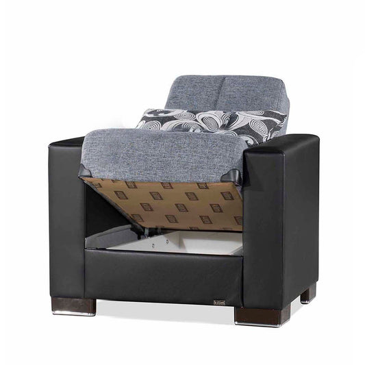 Armada Upholstered Convertible Armchair with Storage Grey/Black-PU Polyester