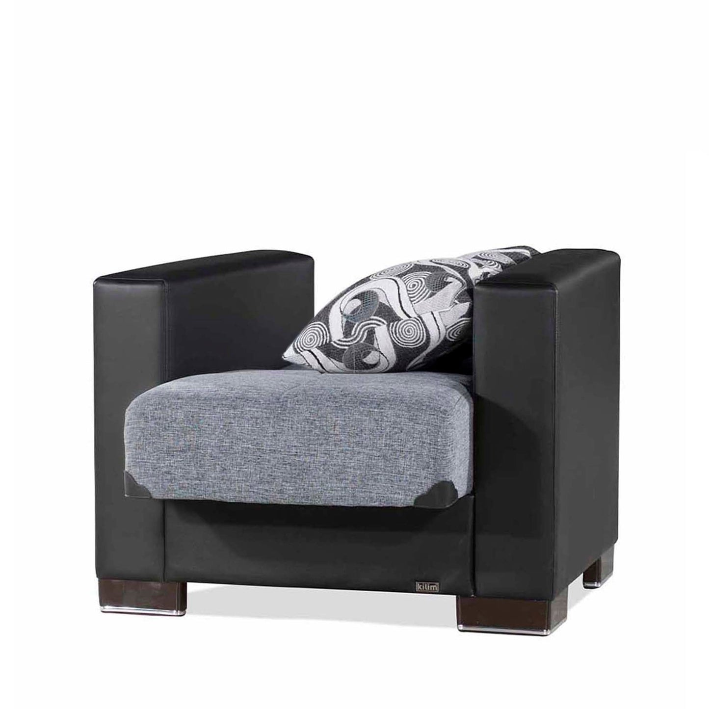 Armada Upholstered Convertible Armchair with Storage Grey/Black-PU Polyester