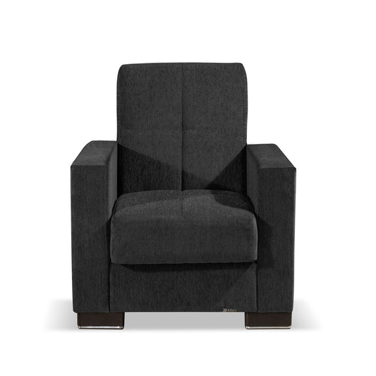 Armada Upholstered Convertible Armchair with Storage Grey Chenille