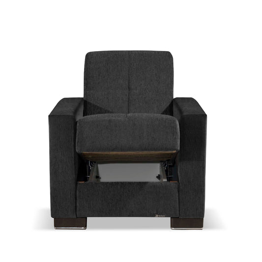 Armada Upholstered Convertible Armchair with Storage Grey Chenille