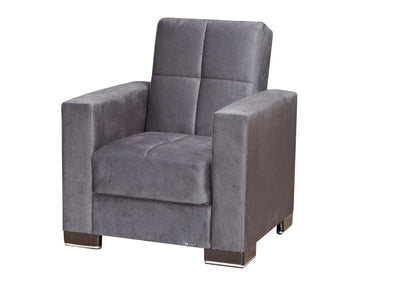 Armada Upholstered Convertible Armchair with Storage Grey Microfiber