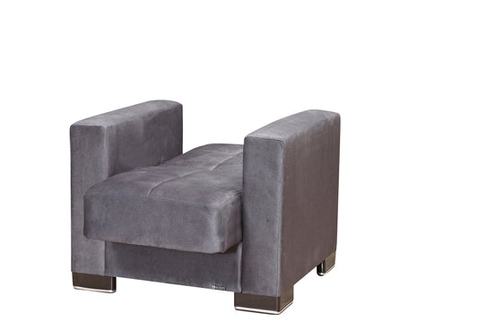 Armada Upholstered Convertible Armchair with Storage Grey Microfiber