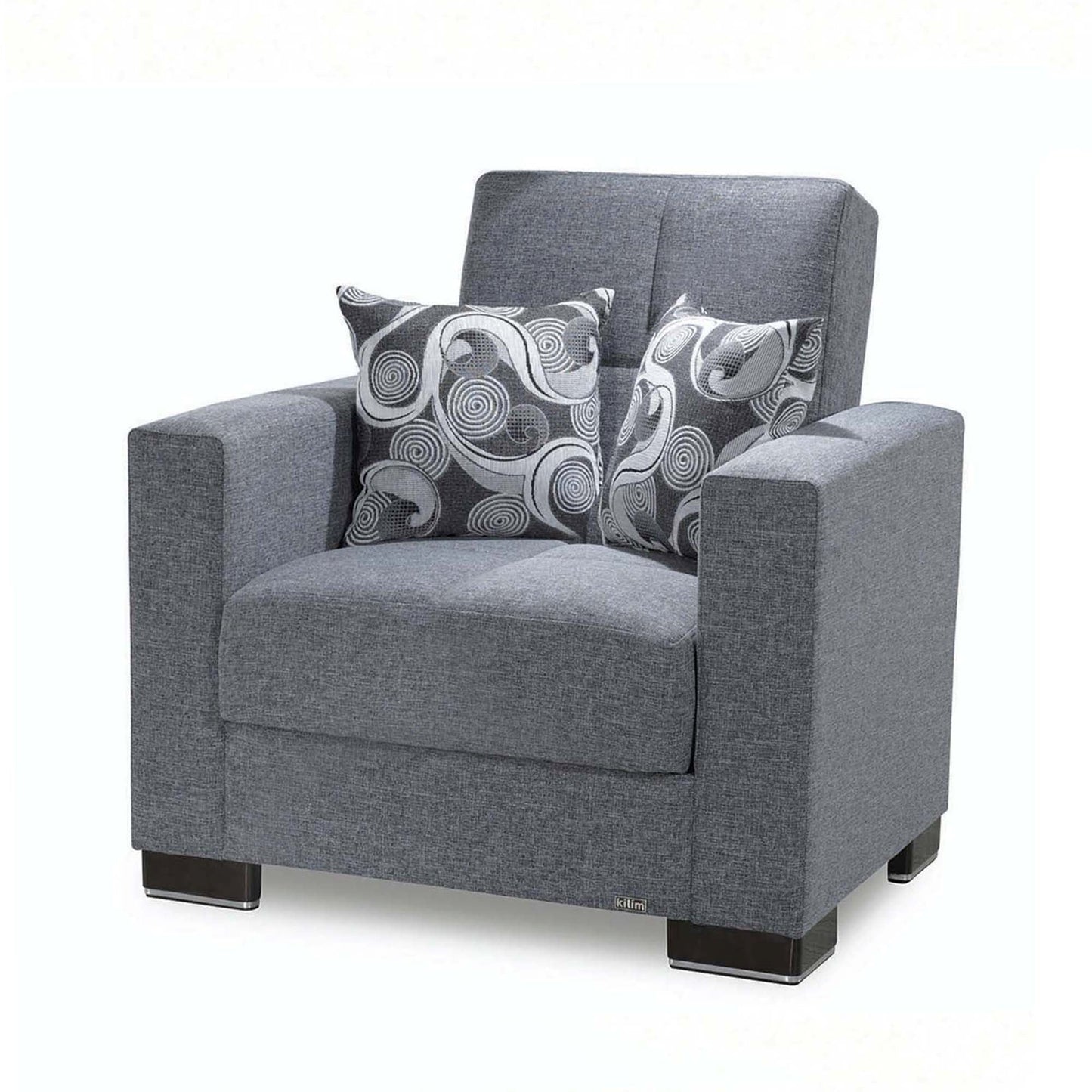 Armada Upholstered Convertible Armchair with Storage Grey Polyester