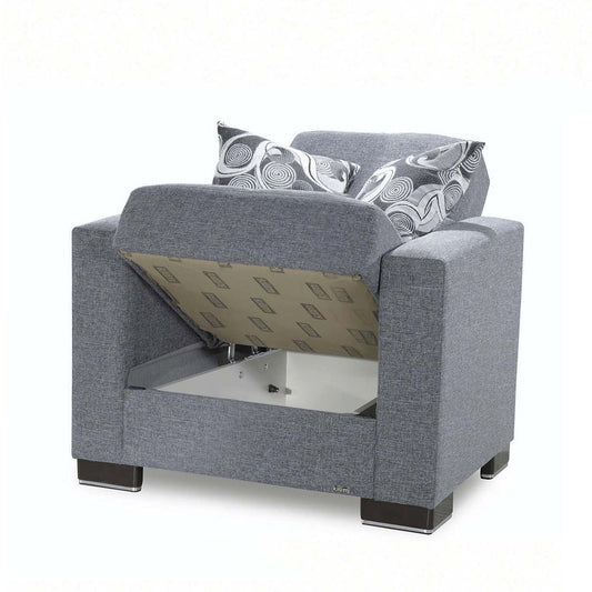 Armada Upholstered Convertible Armchair with Storage Grey Polyester