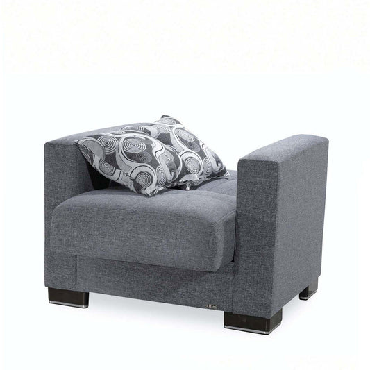 Armada Upholstered Convertible Armchair with Storage Grey Polyester