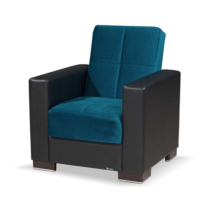 Armada Upholstered Convertible Armchair with Storage Turquoise/Black-PU Microfiber