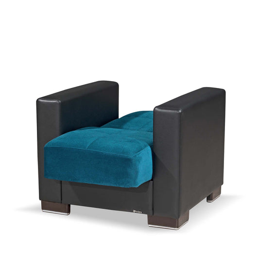 Armada Upholstered Convertible Armchair with Storage Turquoise/Black-PU Microfiber