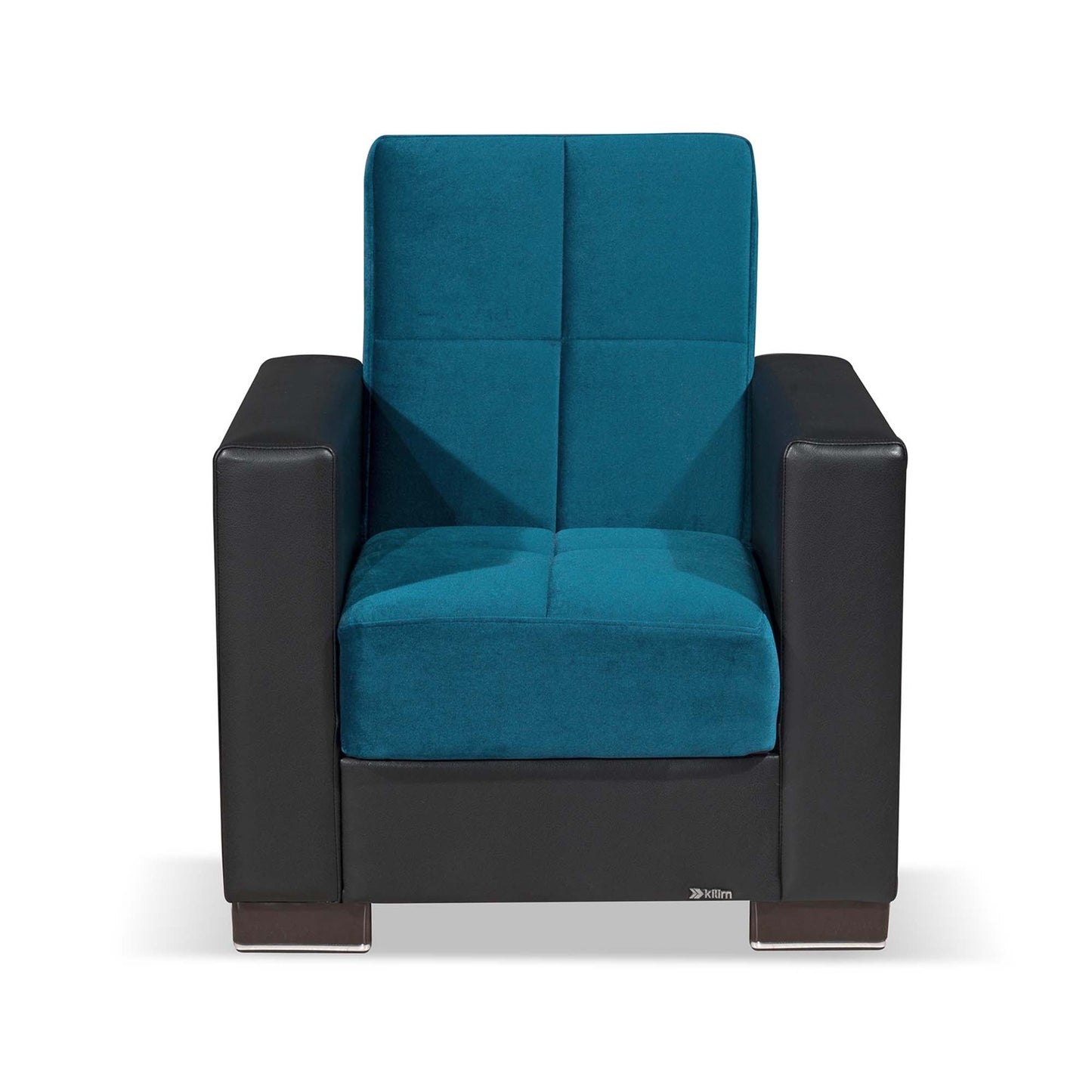 Armada Upholstered Convertible Armchair with Storage Turquoise/Black-PU Microfiber