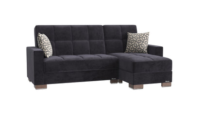 Armada Upholstered Convertible Chaise Lounge with Storage Black Microfiber