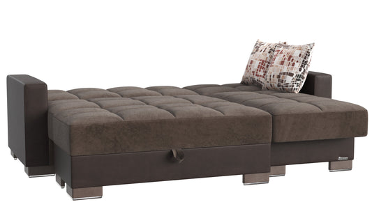 Armada Upholstered Convertible Chaise Lounge with Storage Brown/Brown-PU Microfiber