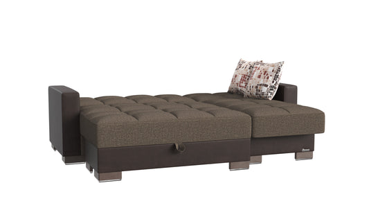 Armada Upholstered Convertible Chaise Lounge with Storage Brown/Brown-PU Polyester