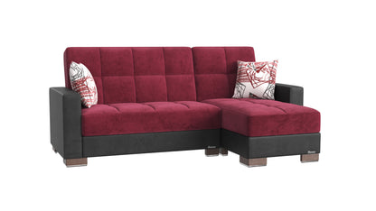 Armada Upholstered Convertible Chaise Lounge with Storage Burgundy/Black-PU Microfiber