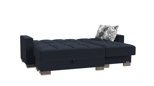 Armada Upholstered Convertible Chaise Lounge with Storage Dark Blue Polyester