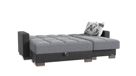 Armada Upholstered Convertible Chaise Lounge with Storage Grey/Black-PU Polyester