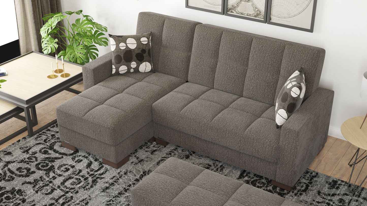 Armada Upholstered Convertible Chaise Lounge with Storage Grey Chenille