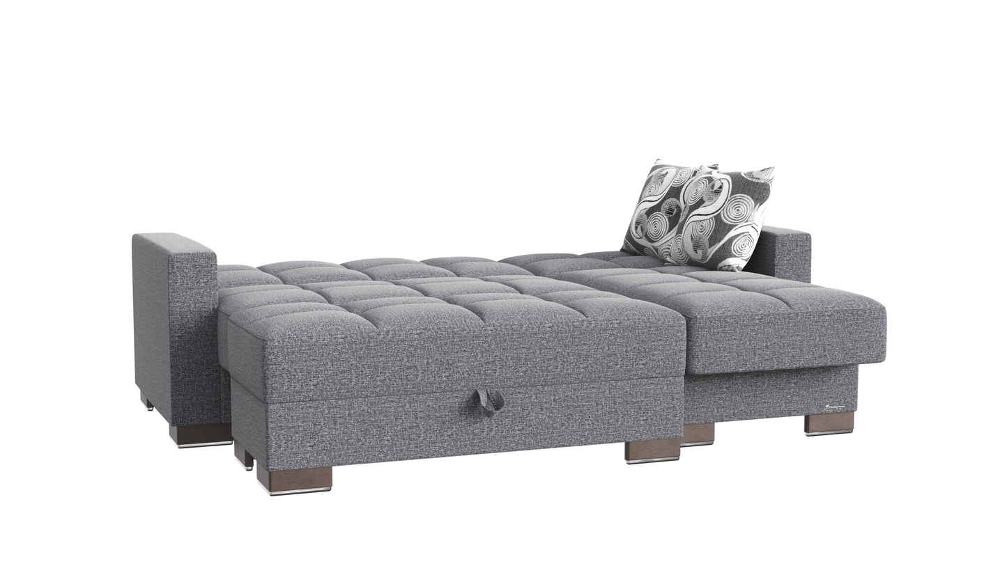 Armada Upholstered Convertible Chaise Lounge with Storage Grey Polyester