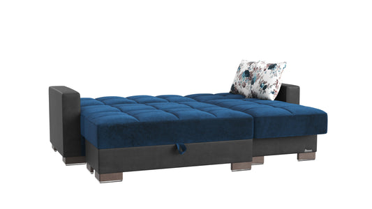 Armada Upholstered Convertible Chaise Lounge with Storage Turquoise/Black-PU Microfiber