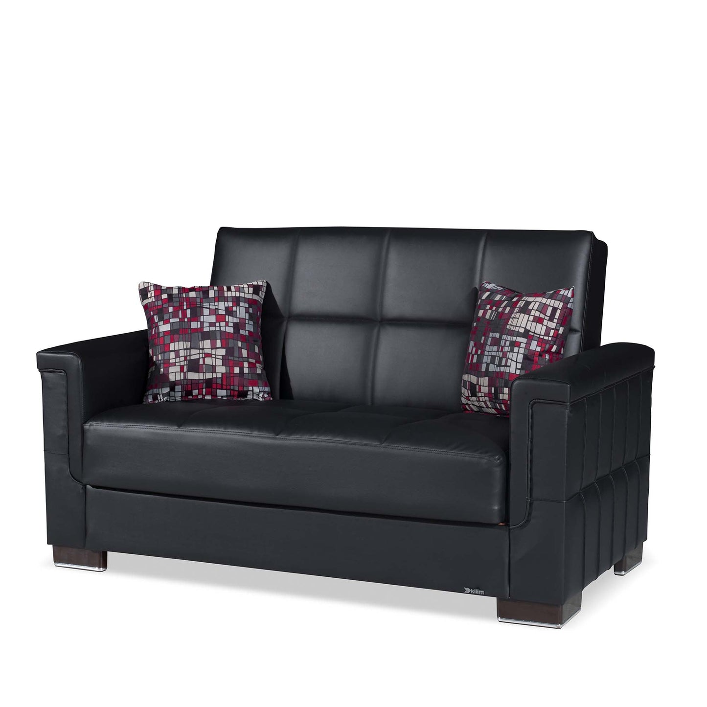 Armada Upholstered Convertible Loveseat with Storage Black-PU