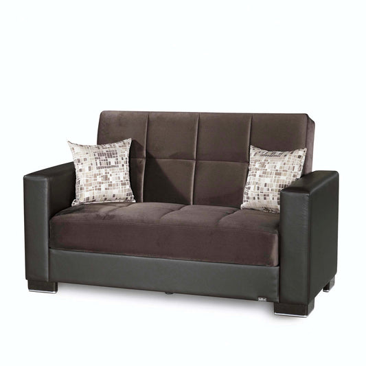 Armada Upholstered Convertible Loveseat with Storage Brown/Brown-PU Microfiber