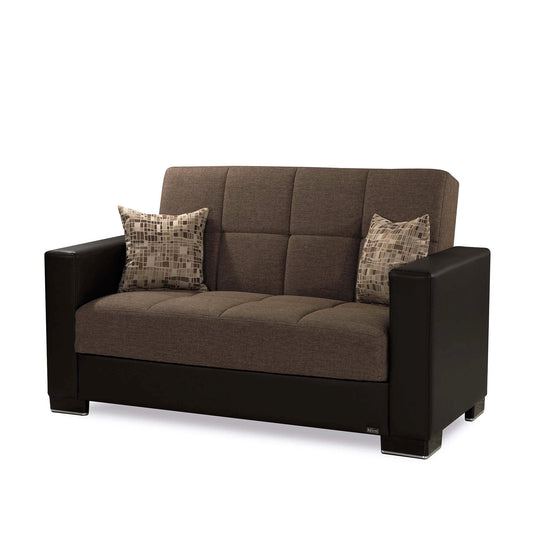 Armada Upholstered Convertible Loveseat with Storage Brown/Brown-PU Polyester