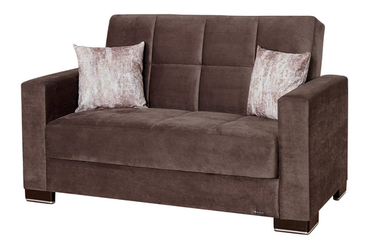 Armada Upholstered Convertible Loveseat with Storage Brown Microfiber