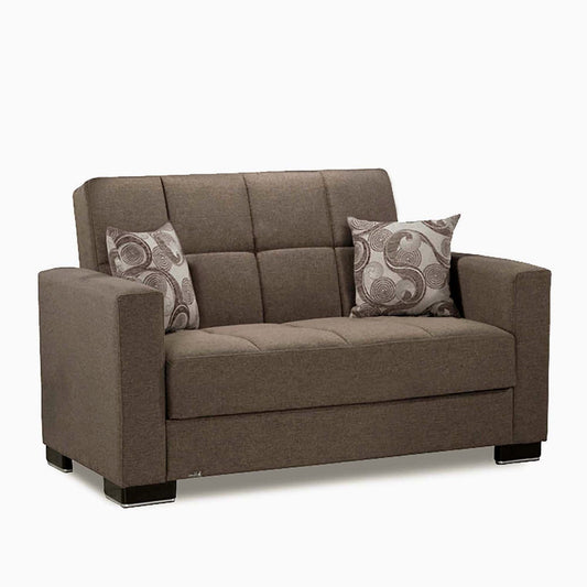 Armada Upholstered Convertible Loveseat with Storage Brown Polyester