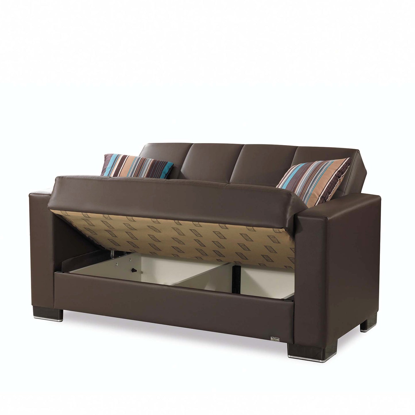 Armada Upholstered Convertible Loveseat with Storage Brown-PU