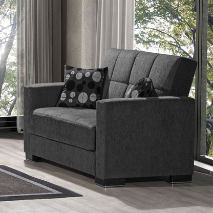 Armada Upholstered Convertible Loveseat with Storage Grey Chenille