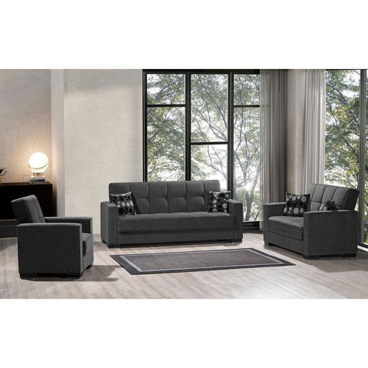 Armada Upholstered Convertible Loveseat with Storage Grey Chenille