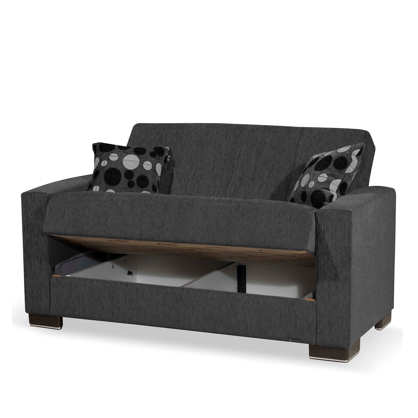 Armada Upholstered Convertible Loveseat with Storage Grey Chenille