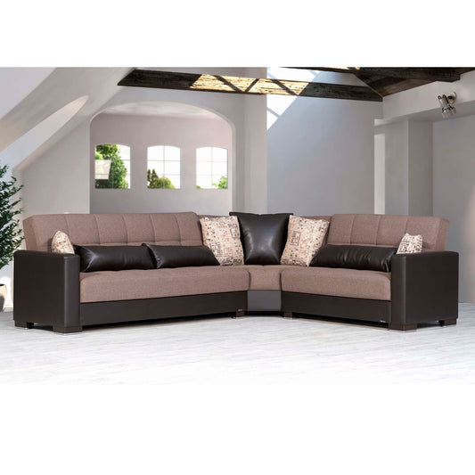 Armada Upholstered Convertible Sectional with Storage Brown/Brown-PU Polyester