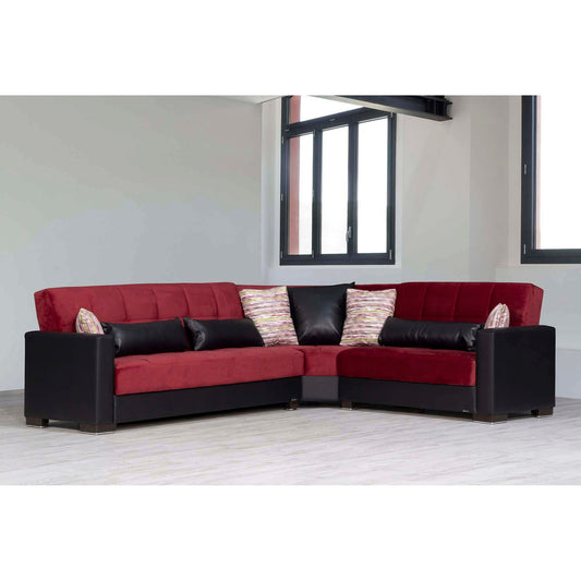 Armada Upholstered Convertible Sectional with Storage Burgundy/Black-PU Microfiber