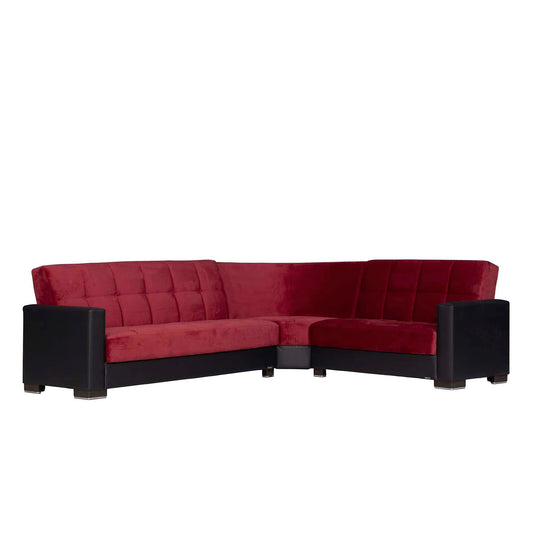 Armada Upholstered Convertible Sectional with Storage Burgundy/Black-PU Microfiber