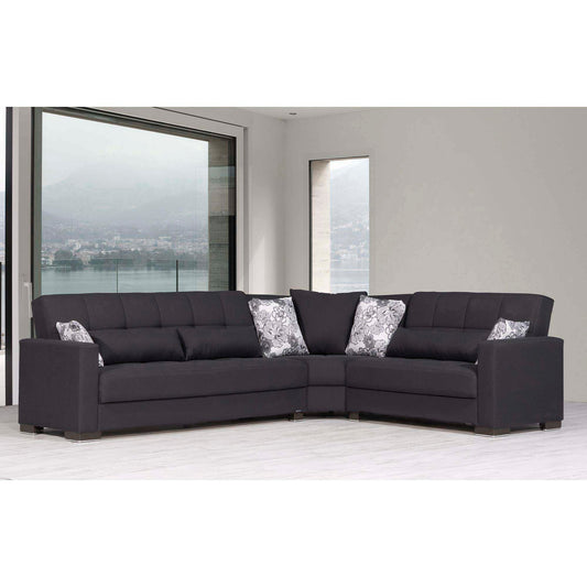 Armada Upholstered Convertible Sectional with Storage Dark Blue Polyester