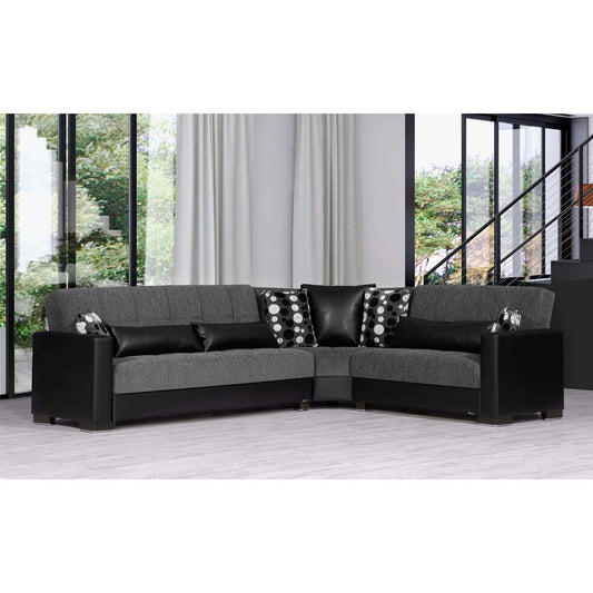 Armada Upholstered Convertible Sectional with Storage Grey/Black-PU Chenille