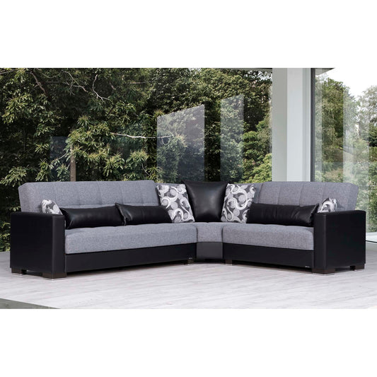 Armada Upholstered Convertible Sectional with Storage Grey/Black-PU Polyester