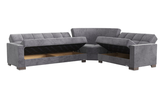Armada Upholstered Convertible Sectional with Storage Grey Microfiber