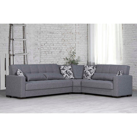 Armada Upholstered Convertible Sectional with Storage Grey Polyester