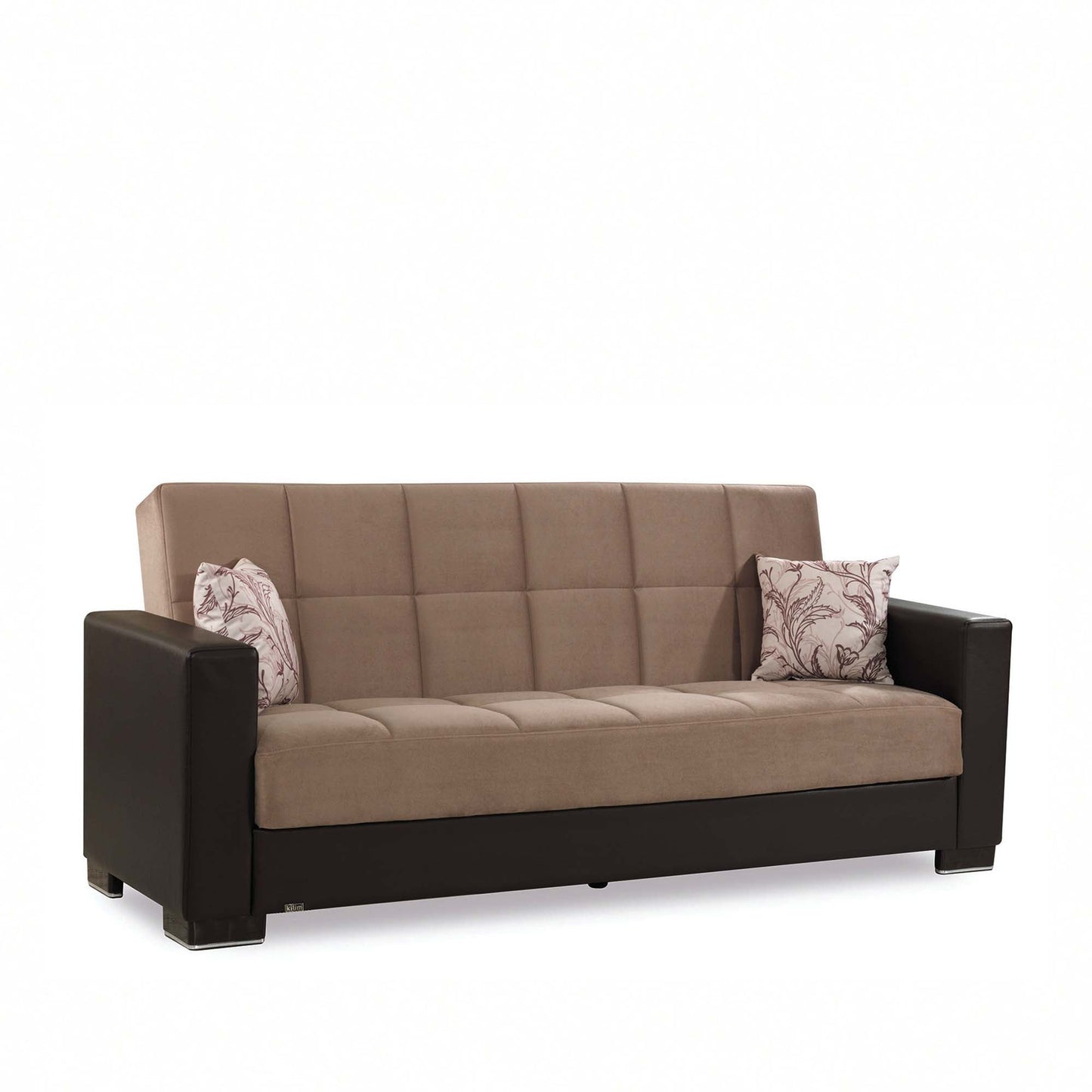 Armada Upholstered Convertible Sofabed with Storage Beige/Brown-PU Chenille