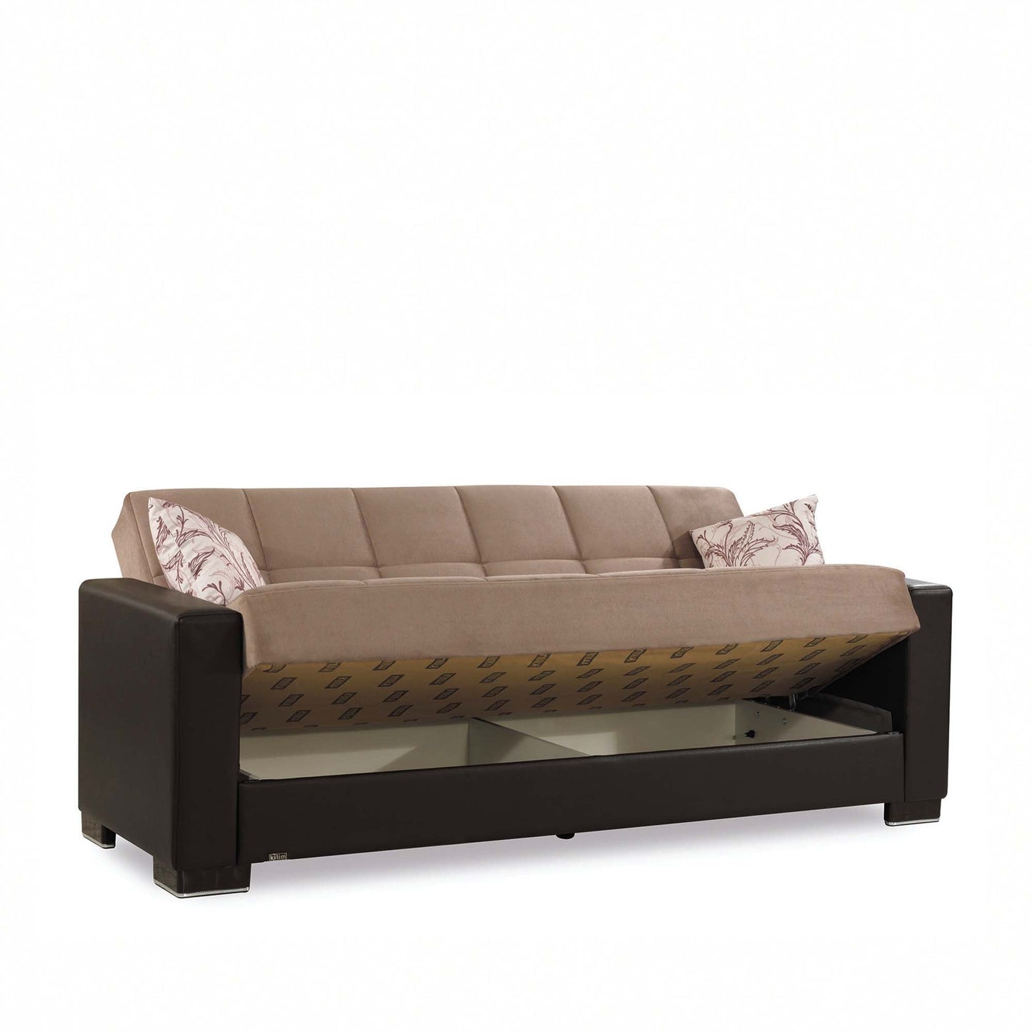 Armada Upholstered Convertible Sofabed with Storage Beige/Brown-PU Chenille