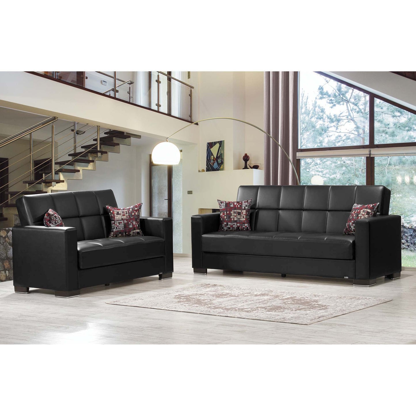 Armada Upholstered Convertible Sofabed with Storage Black-PU