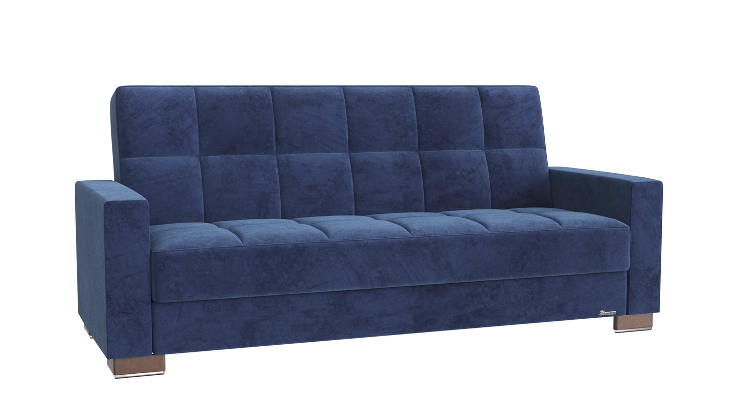 Armada Upholstered Convertible Sofabed with Storage Blue Microfiber