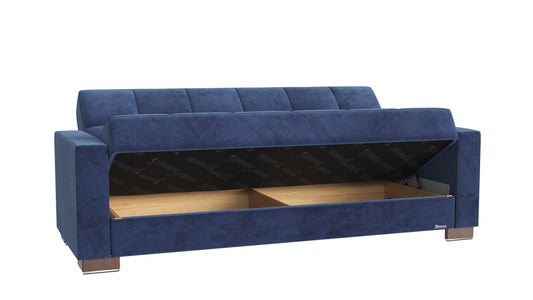 Armada Upholstered Convertible Sofabed with Storage Blue Microfiber