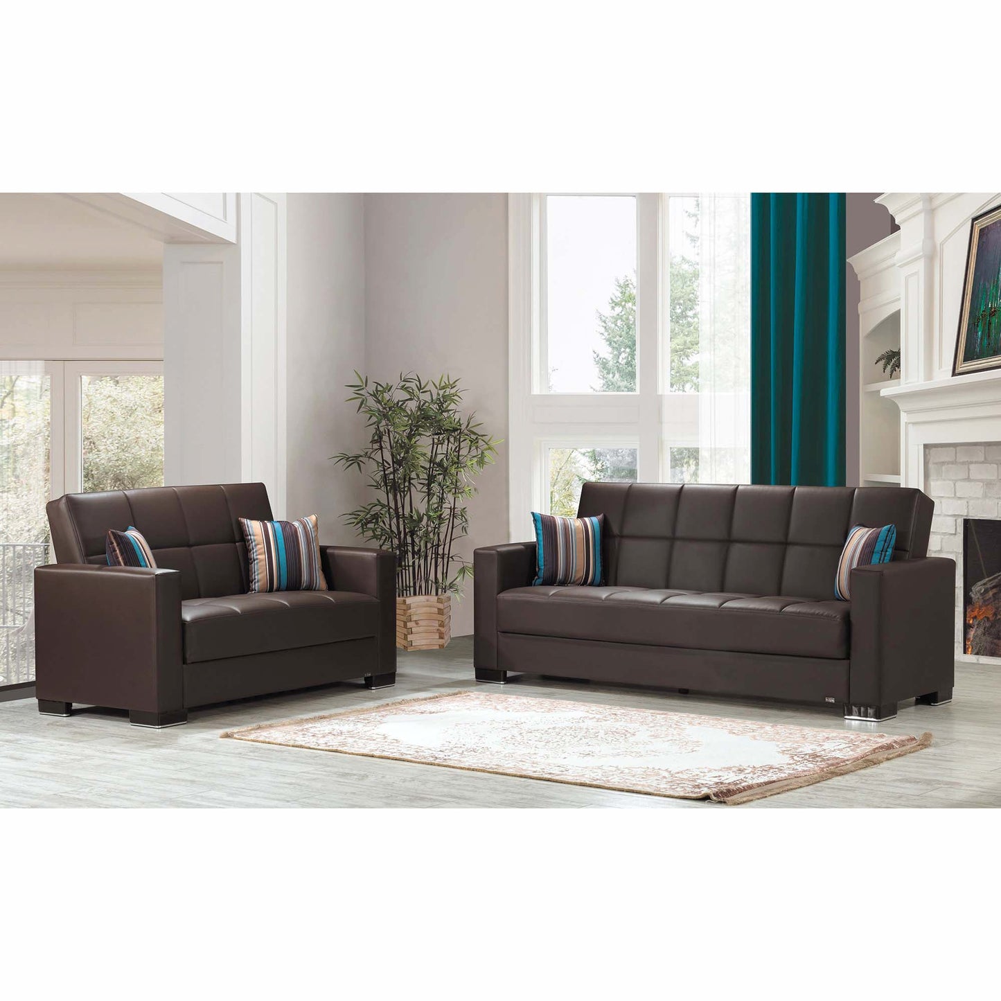 Armada Upholstered Convertible Sofabed with Storage Brown-PU