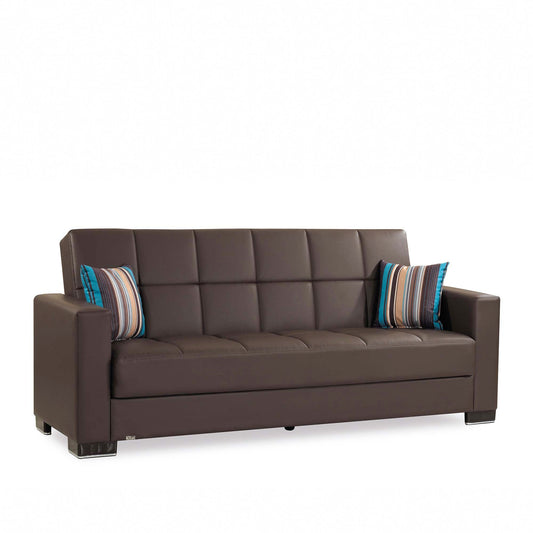 Armada Upholstered Convertible Sofabed with Storage Brown-PU